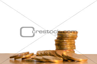 Coins on a white background