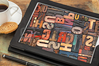 typography concept on digital tablet