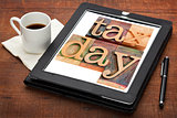 tax day reminder on digital tablet