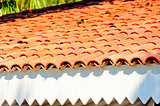 brown clay tile roof closeup