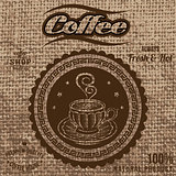 vector label for coffee on sacking