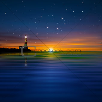 abstract background with silhouette of lighthouse