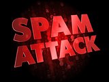Spam Attack on Dark Digital Background.
