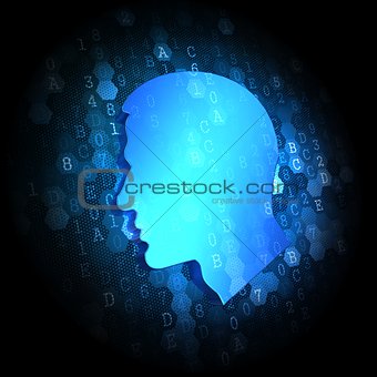Profile of Human Head on Digital Background.
