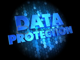 Data Protection on Dark Digital Background.