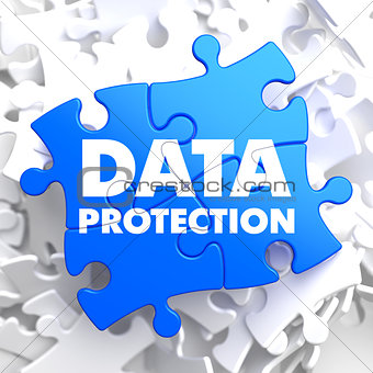 Data Protection on Blue Puzzle.