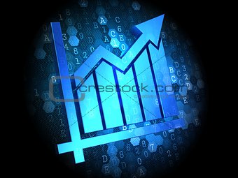 Growth Chart Icon on Digital Background.
