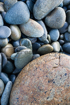 Smooth Pacific Ocean Beach Round Rocks Wet Slate Granite 