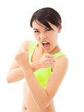young woman shouting  fighting  workout fitness