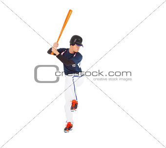 Baseball player ready to hit with bat on the side. 