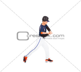 Baseball player with bat on the side. 