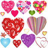 Collection colorful valentine hearts