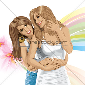 Vector Valentine Card with Gay Couple