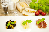 deliscious antipasti plate with parma parmesan olives 