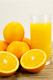 fresh and  healthy tasty orange juice on table