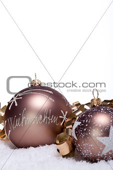 elegant bronze golden christmas decoration isolated