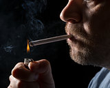 Portrait man smoking cigarette
