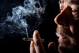 Portrait man smoking cigarette