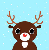Cute christmas cartoon Deer on blue background