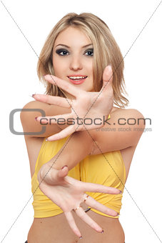 Portrait of smiling attractive young woman