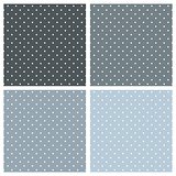 Seamless vector pattern or background set with white polka dots on pastel blue and grey background.