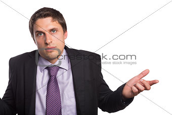 Portrait of a businessman with hand gesture