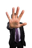Young businessman with stop gesture
