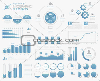 Mega pack of infographic graphs, charts, pies, options, elements vector