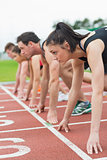 Young people ready to race on track field