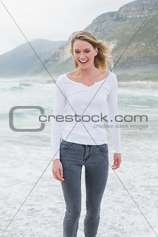 Portrait of a beautiful casual woman at beach