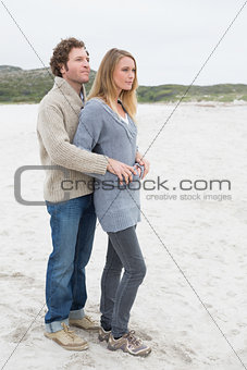 Relaxed romantic young couple at beach