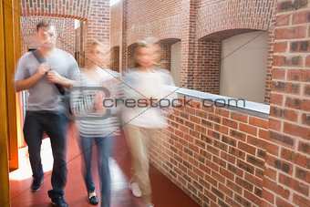 Students walking in the corridor together