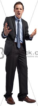 Stressed businessman gesturing