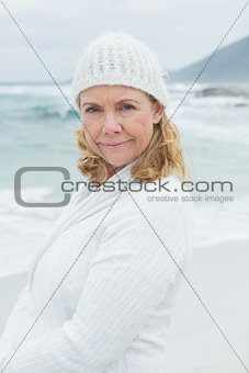 Portrait of a casual senior woman at beach