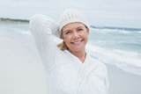 Portrait of a smiling senior woman at beach