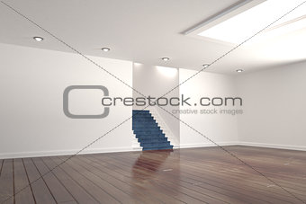 Digitally generated room with stairs