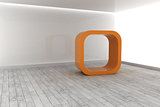 Orange structure in a grey room