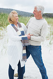 Cheerful romantic senior couple at beach