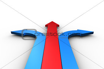 Red and blue arrows pointing