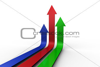 Colourful arrows pointing up