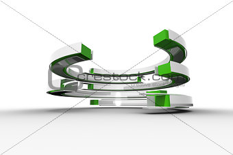 Green and white curved structure