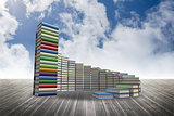 Steps made of books against sky