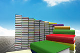 Steps made of books against sky