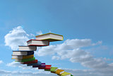 Book steps against sky