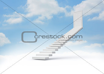 Steps leading to closed door in the sky