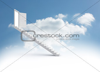 Steps leading to open door in the sky