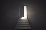 Steps leading to door showing light