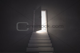 Steps leading to door showing light