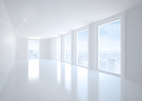 Bright white corridor with windows