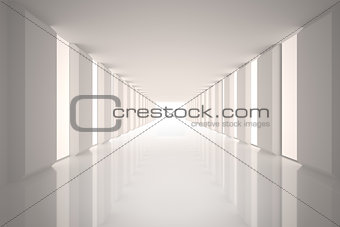 Lit up white modern hallway